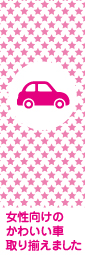 女性向けのかわいい車取り揃えましたのぼり旗　ピンク